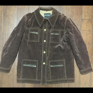 Vtg Stratojac Faux Suede Men's Size 48 XL Brown Coat Jacket